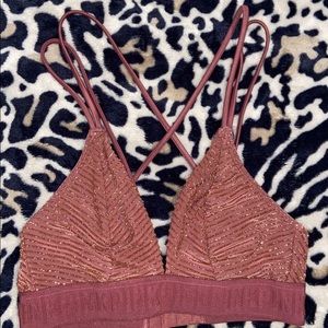 NWOT Victoria’s Secret pink bralette with gold glitter detail